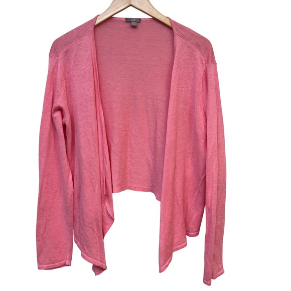 J. Jill Sweaters - J. Jill Cardigan Medium Pink Linen Blend Open Front Drape Sweater Lightweight